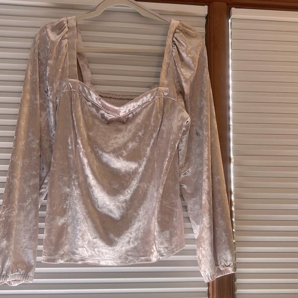 New without tags Anthropology square neck Jessica long sleeve crushes velvet top